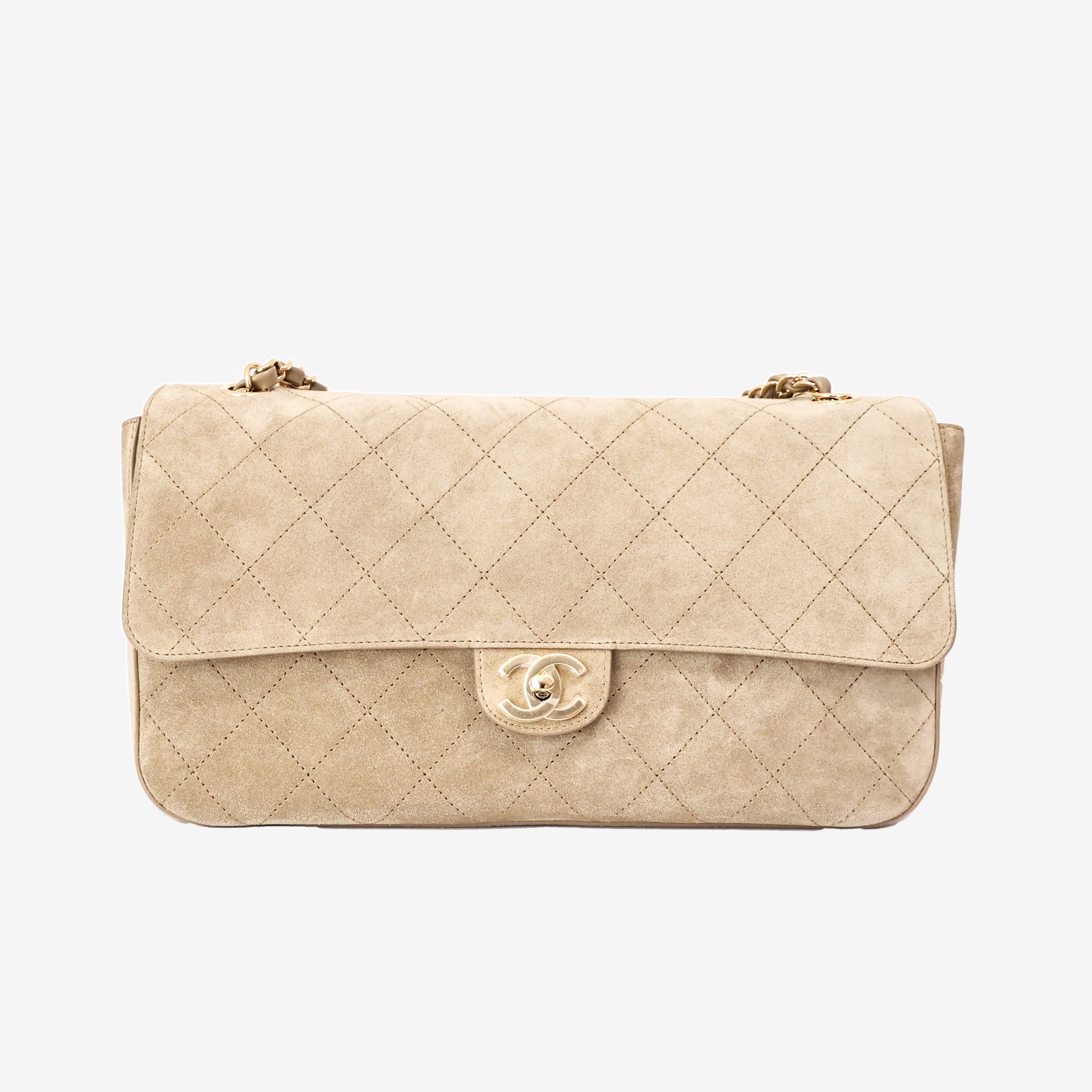 Chanel 26S Matthieu Blazy Maxi Flap Bag in Dark Beige Suede Calfskin Leather with Gold Hardware (Contact to Enquire)