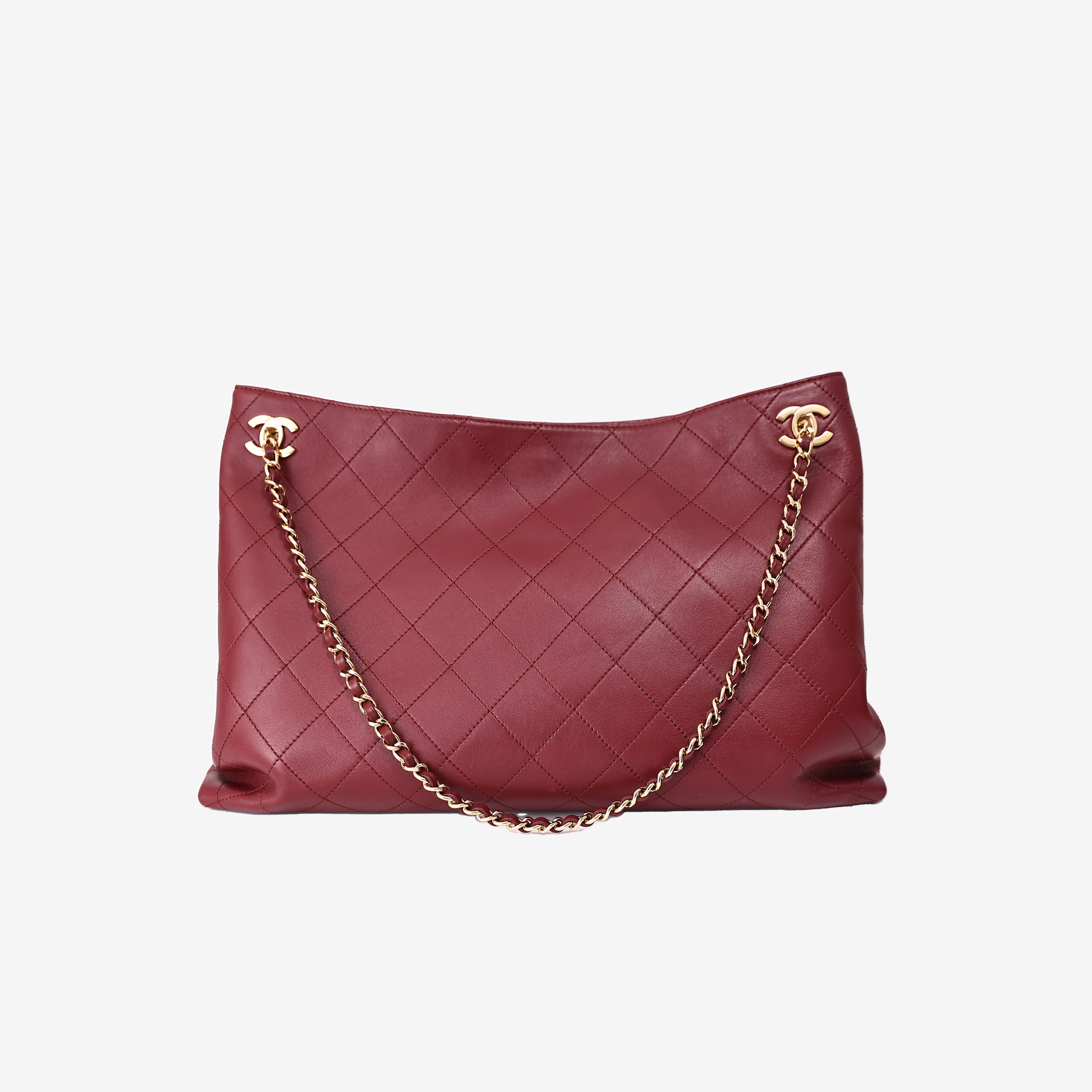 Chanel SS 2026 Large Shopping Bag in Burgundy Lambskin Leather with Gold Hardware (Contact to Enquire)
