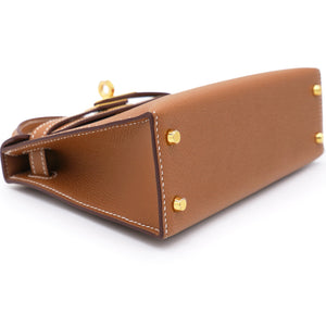 Gold Epsom Leather Gold Hardware Mini II Kelly Bag