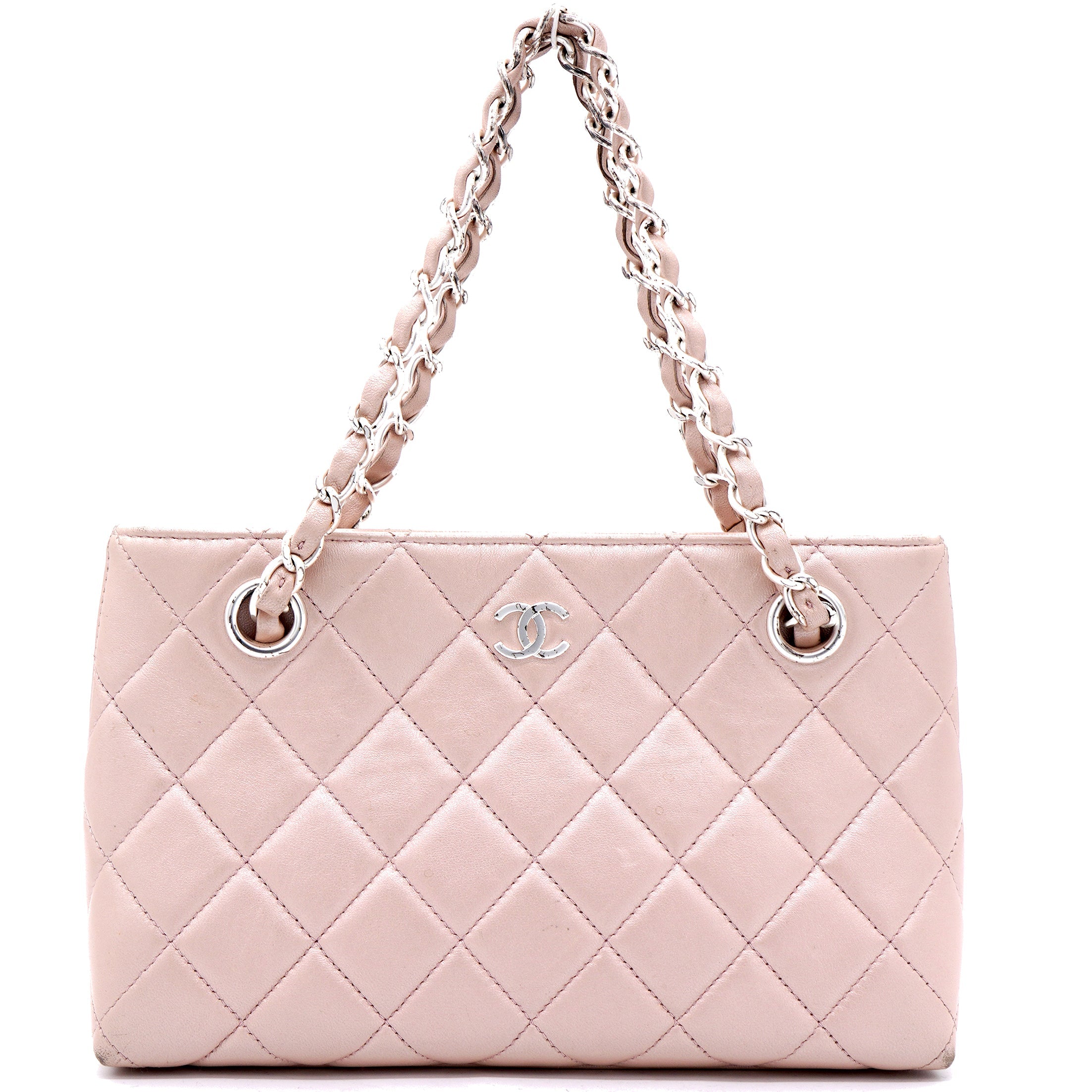 Pearlecent Pink Quilted Vintage Small Tote Bag