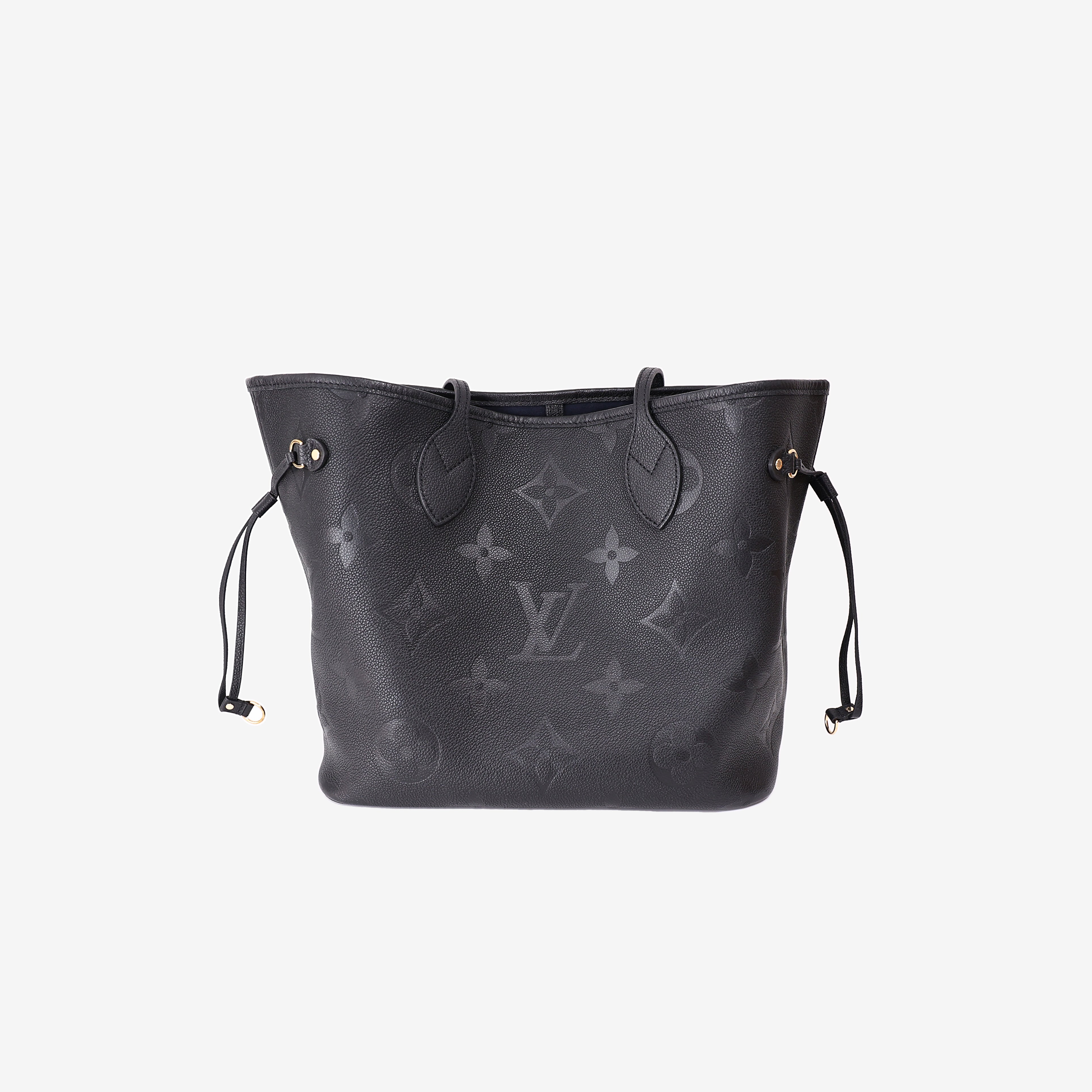 Louis Vuitton Neverfull MM in Black Leather with Gold Hardware