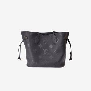 Louis Vuitton Neverfull MM in Black Leather with Gold Hardware
