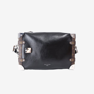 Louis Vuitton Vibe MM Side Trunk Bag in Black Calf Leather with Silver Hardware