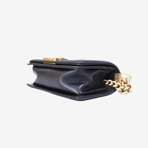 Chanel Boy Bag in Black Lambskin Leather with Gold Hardware