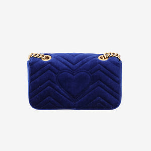 Gucci Chevron Bag in Blue Velvet with Gold Hardware (Contact to Enquire)