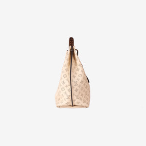 Louis Vuitton Carmel Hobo Bag in Beige Calfskin with Silver Hardware