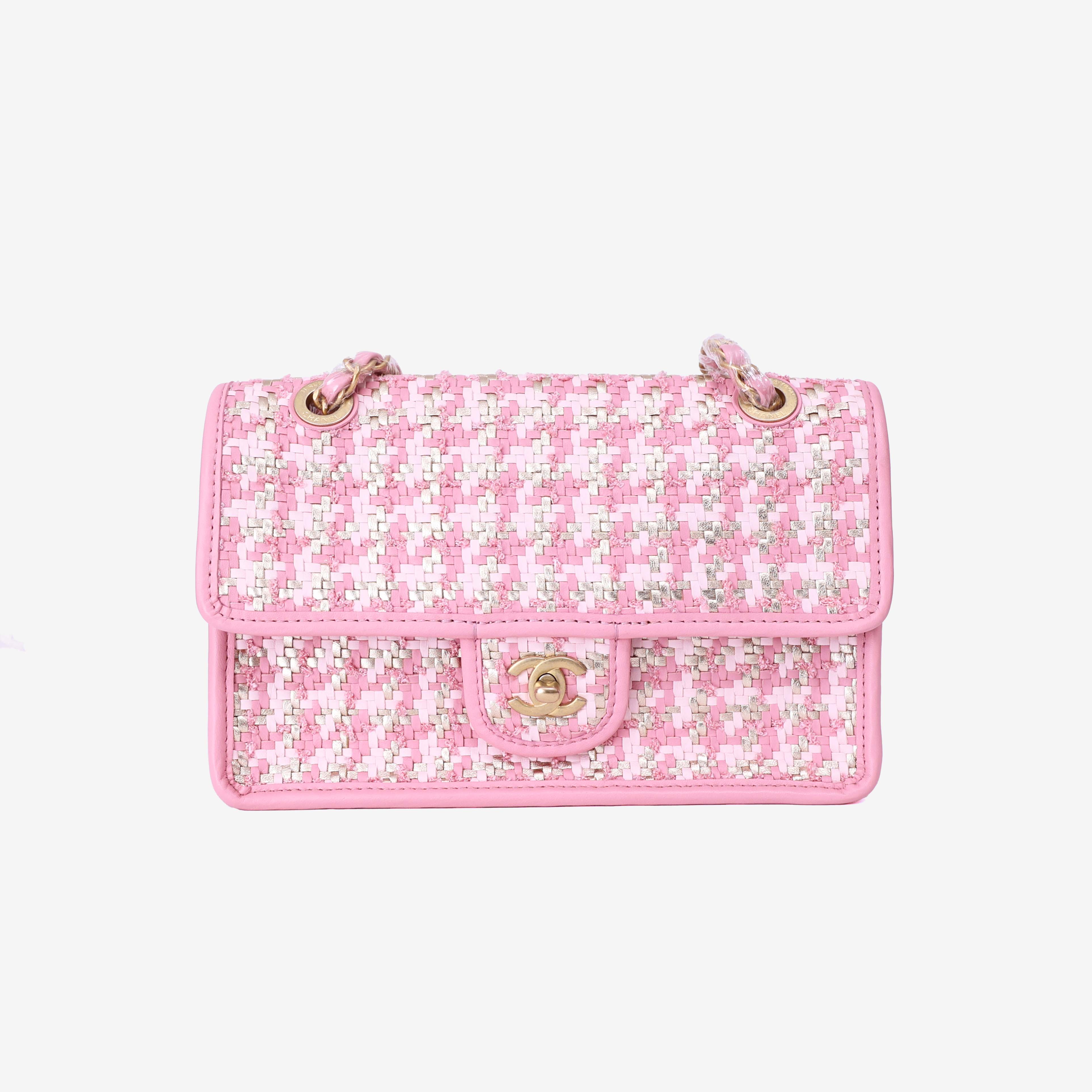 Chanel 23C Pink Woven Flap Bag in Pink Woven Leather with Gold Hardware
