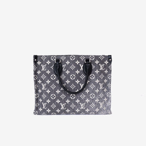 Louis Vuitton OnTheGo MM Tote Bag in Black Monogram Jacquard Denim