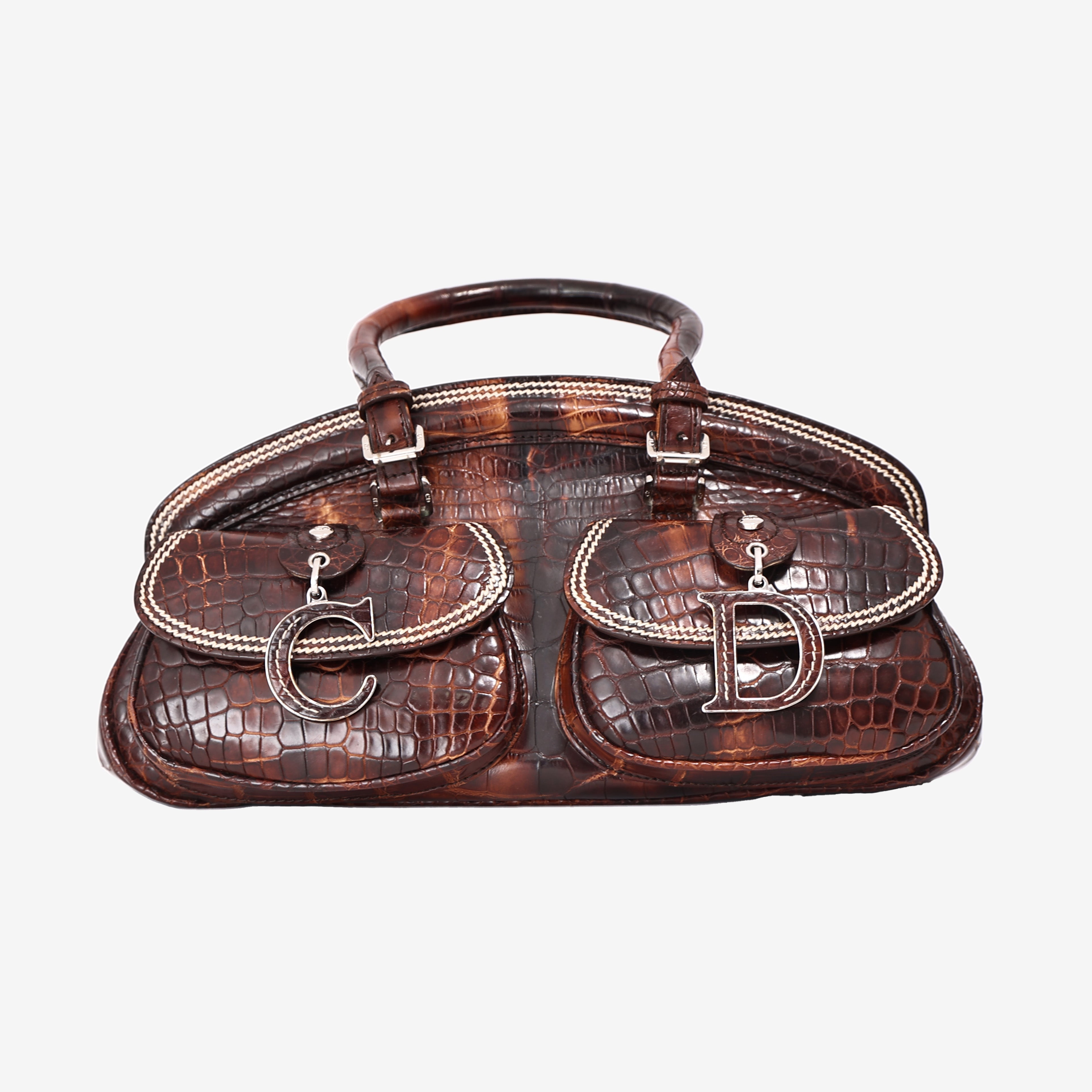 Christian Dior Detective Satchel Medium in Brown Crocodile Leather with Palladium Hardware (Contact to Enquire)