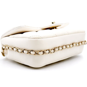 Lambskin Quilted Small My Precious Flap White