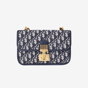 Dior Addict Flap Bag in Navy Blue Oblique Jacquard Canvas with Gold Hardware (Contact to Enquire)