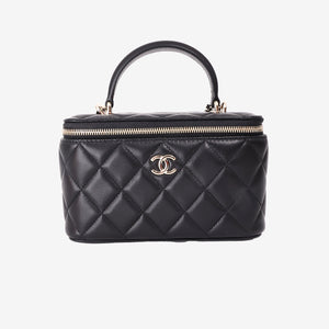 Chanel Classic Vanity Case with Chain in Black Caviar Leather with Gold Hardware (Contact to Enquire)