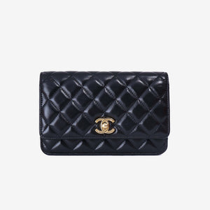 Chanel Wallet on Chain in Black Lambskin Leather with Gold Hardware (Contact to Enquire)