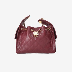 Chanel 25 Small Hobo Bag in Burgundy Lambskin with Gold Hardware (Contact to Enquire)