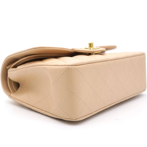 Caviar Quilted Small Double Flap Beige Clair