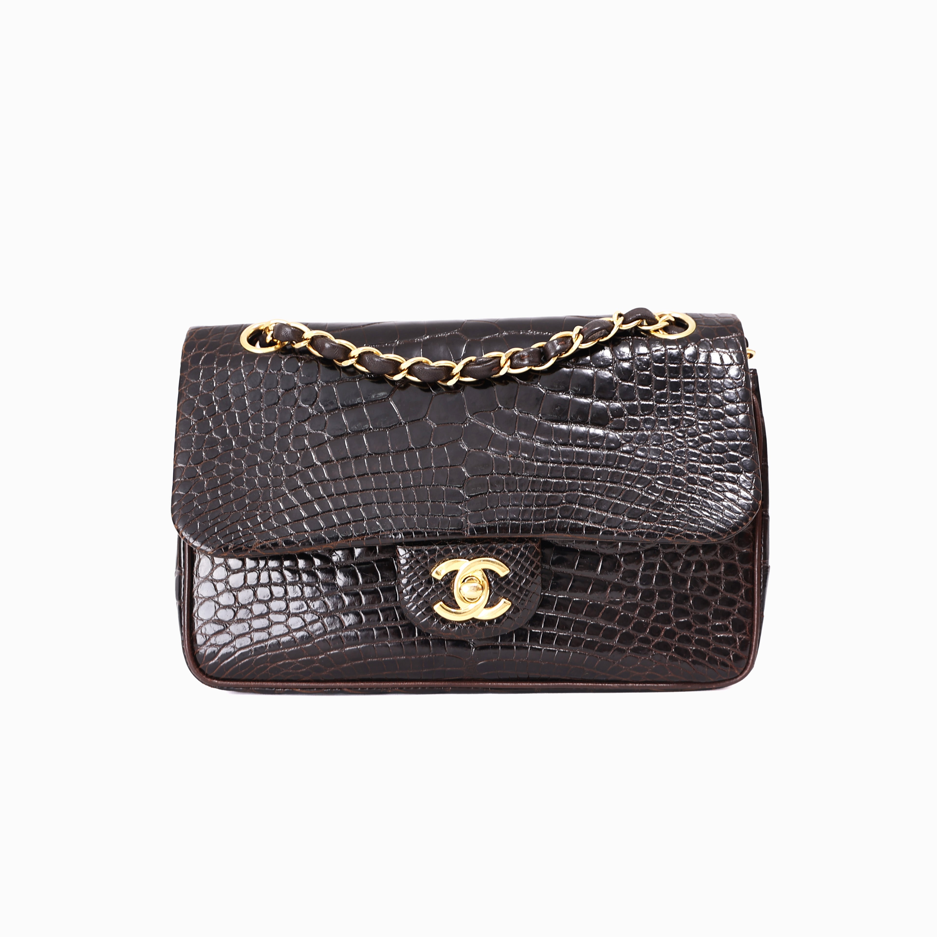 Chanel Timeless Classic Double Flap Small in Black Shiny Alligator Leather with Gold Hardware (Contact to Enquire)