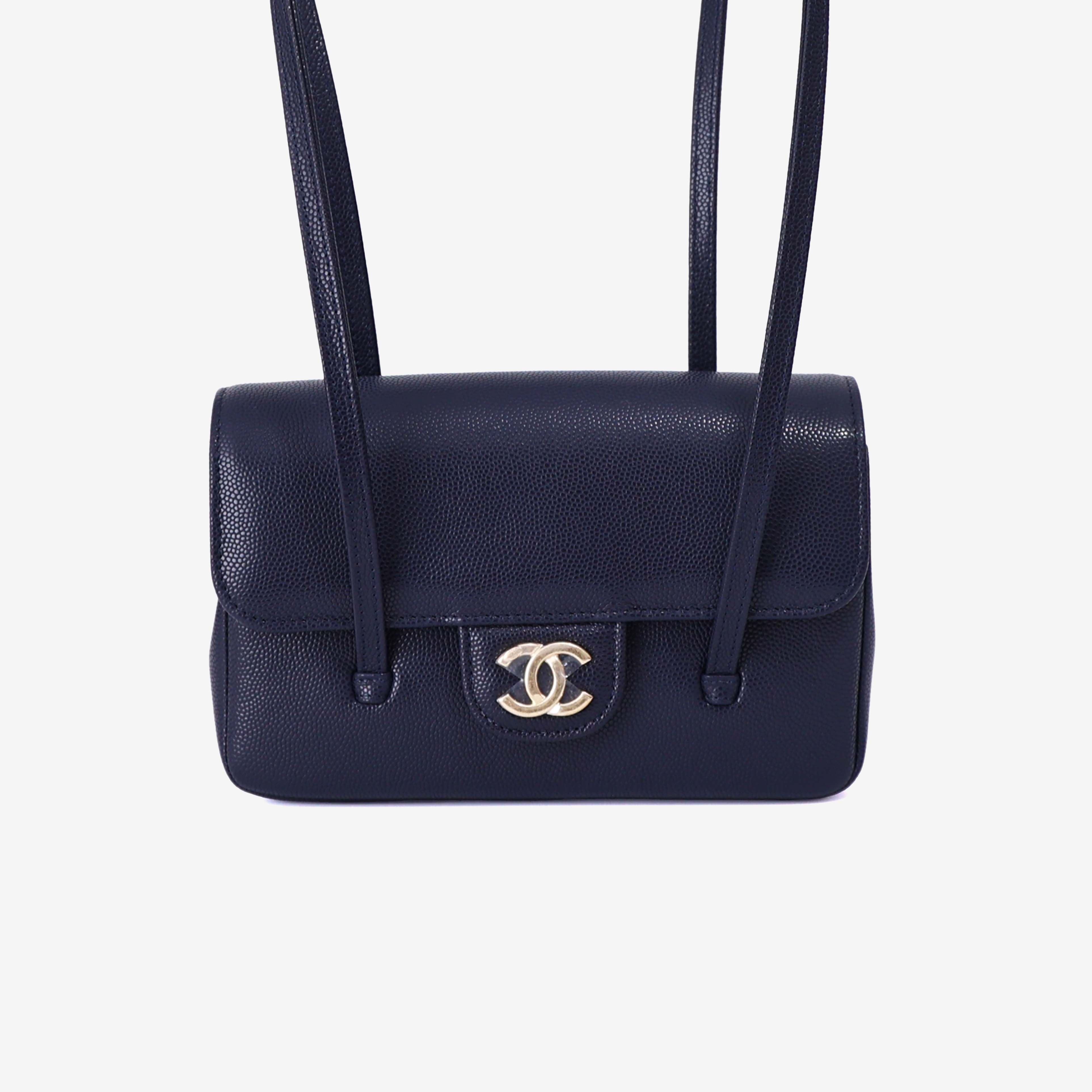 Chanel 26P Preppy Flap Small Bag in Navy Calfskin Leather with Gold Hardware (Contact to Enquire)