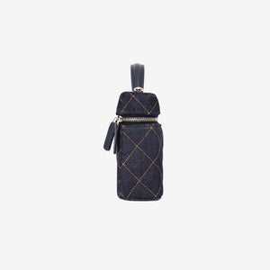 Chanel Classic Vanity with Chain in Dark Blue Denim with Gold Hardware