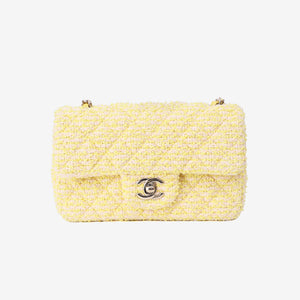 Chanel Classic Mini Flap Bag in Yellow Tweed Leather with Gold Hardware (Contact to Enquire)