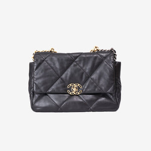 Chanel 19 Medium Flap Bag in Black Goatskin Leather with Mixed Hardware (Contact to Enquire)