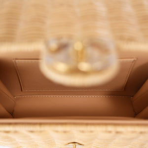 Chanel Mini Flap Bag with Top Handle in Beige Braided Rattan with Gold Hardware (Contact to Enquire)