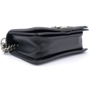 Black Quilted Caviar Leather Small Boy Flap Bag