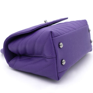 Purple Chevron Caviar Leather Mini Coco Top Handle Bag
