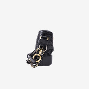 Chanel Small Gabrielle Hobo Bag in Black Crocodile-Embossed Calfskin Leather with Gold Hardware