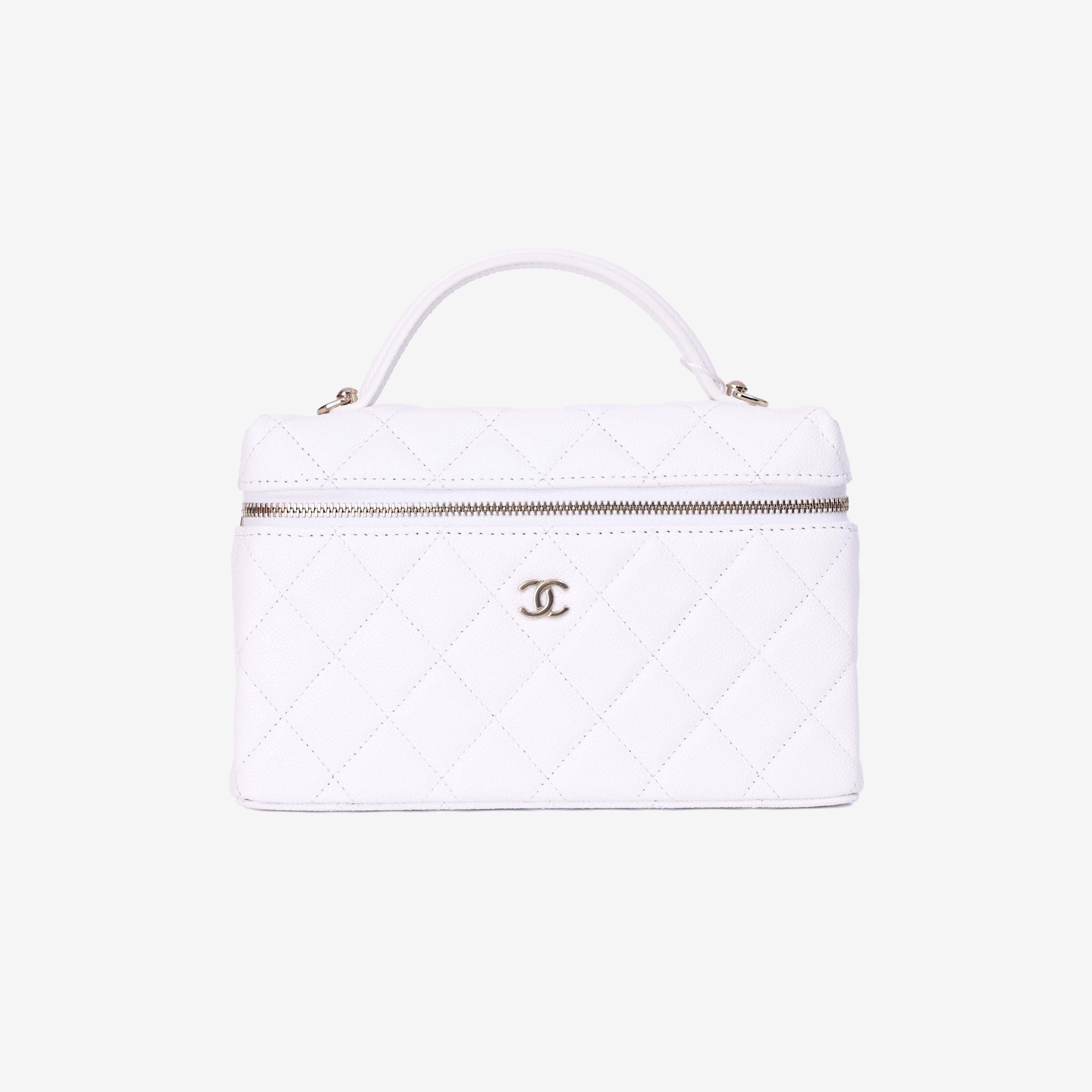 Chanel Lining LP Vanity Case in White Caviar Leather in Gold Hardware (Contact to Enquire)