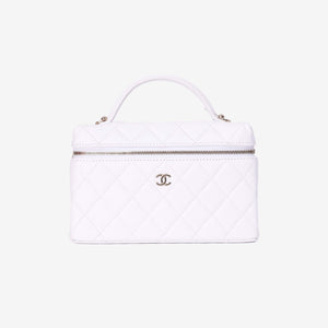 Chanel Lining LP Vanity Case in White Caviar Leather in Gold Hardware (Contact to Enquire)