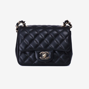 Chanel Mini Classic Hand Bag in Black Lambskin with Gold Hardware (Contact to Enquire)