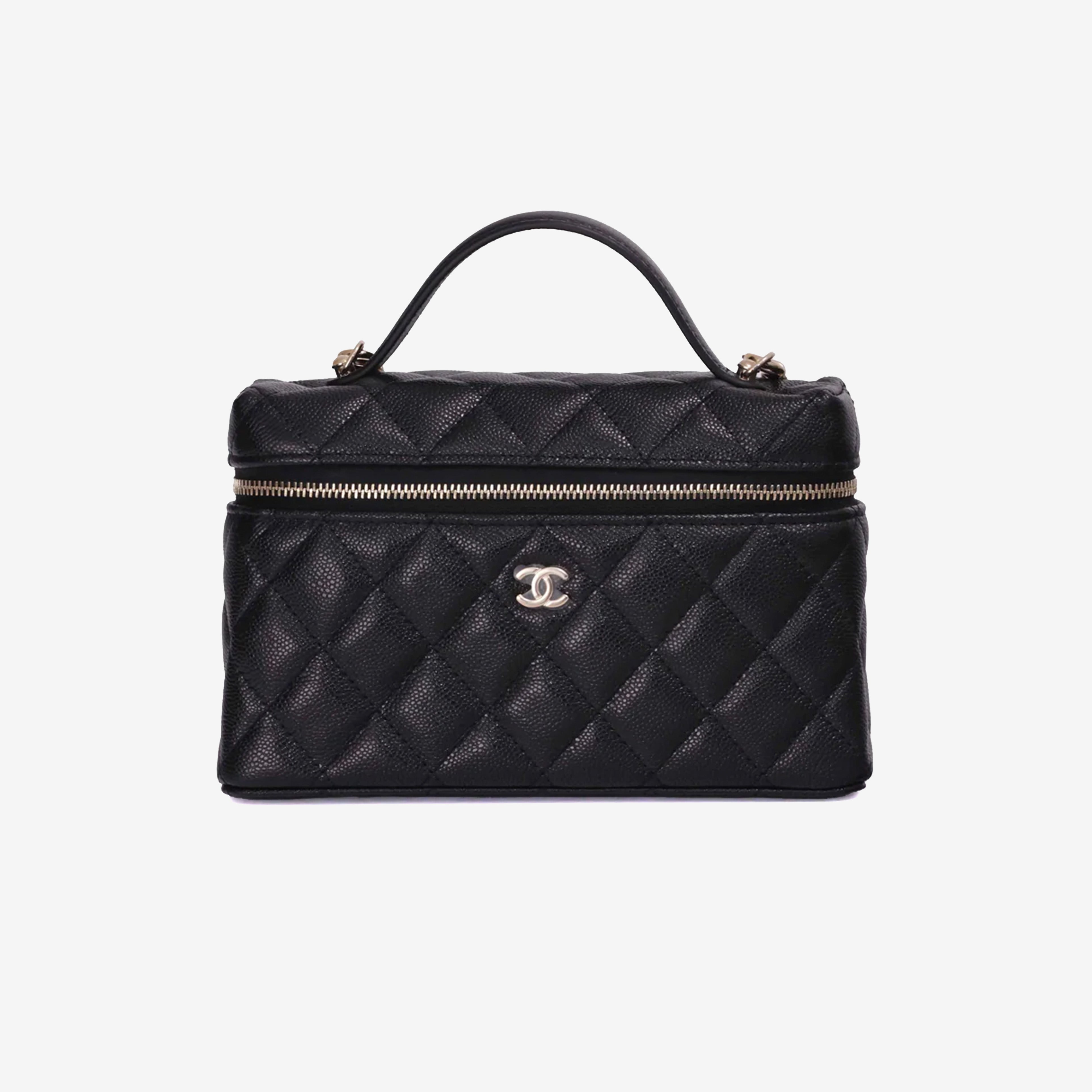 Chanel LP Vanity Case with Chain Small CC Logo in Black Caviar Leather with Gold Hardware (Contact to Enquire)