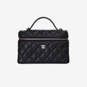 Chanel LP Vanity Case with Chain Small CC Logo in Black Caviar Leather with Gold Hardware (Contact to Enquire)