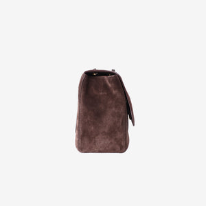 Chanel 26A Matthieu Blazy Maxi Flap Bag in Dark Brown Suede Calfskin Leather with Gold Hardware