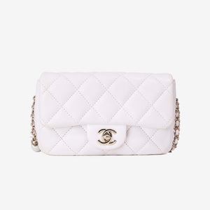 Chanel Pearl Crush Flap Bag in White Calfskin Leather with Gold Hardware (Contact to Enquire)