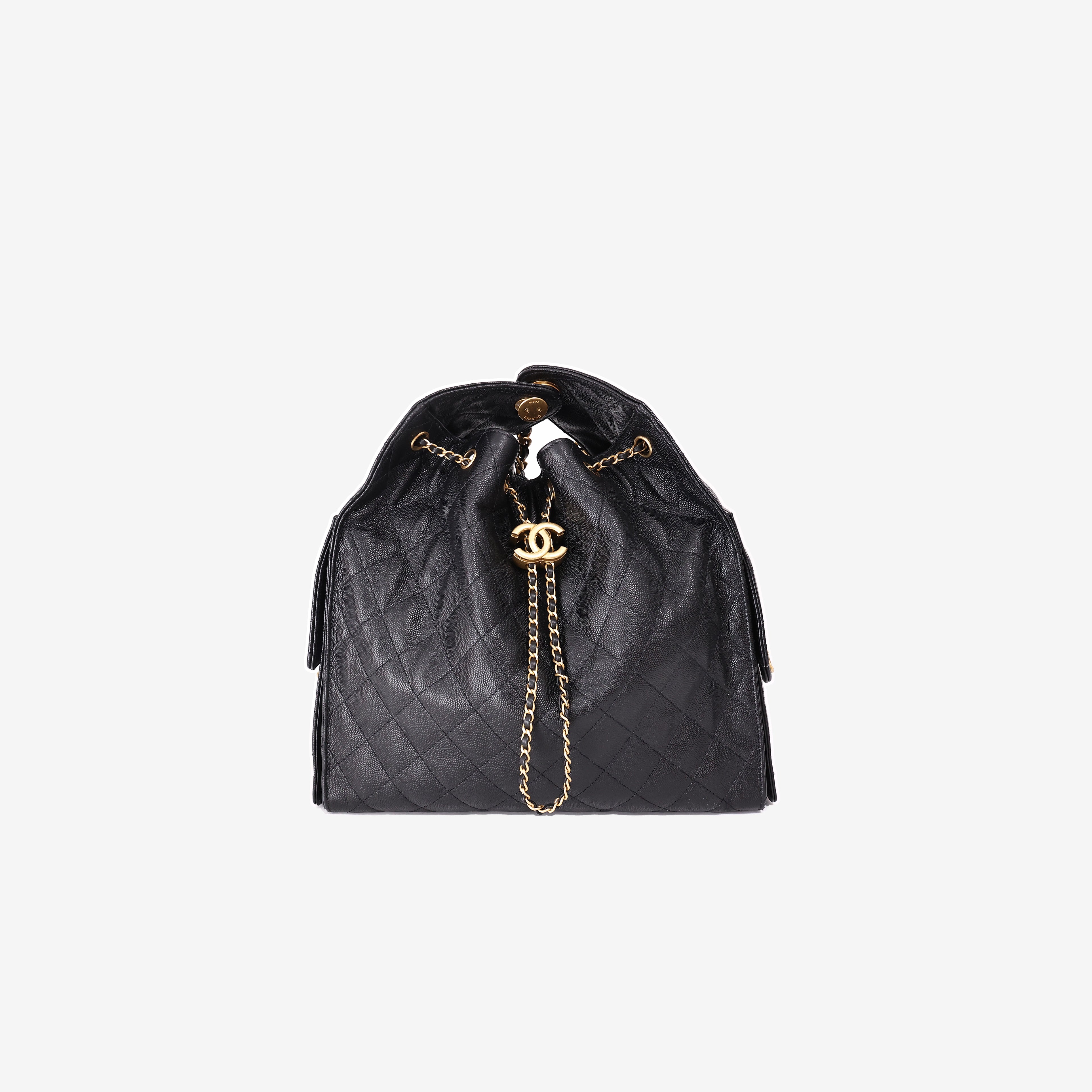 Chanel 25 Medium Hobo Bag in Black Caviar Leather with Gold Hardware (Contact to Enquire)