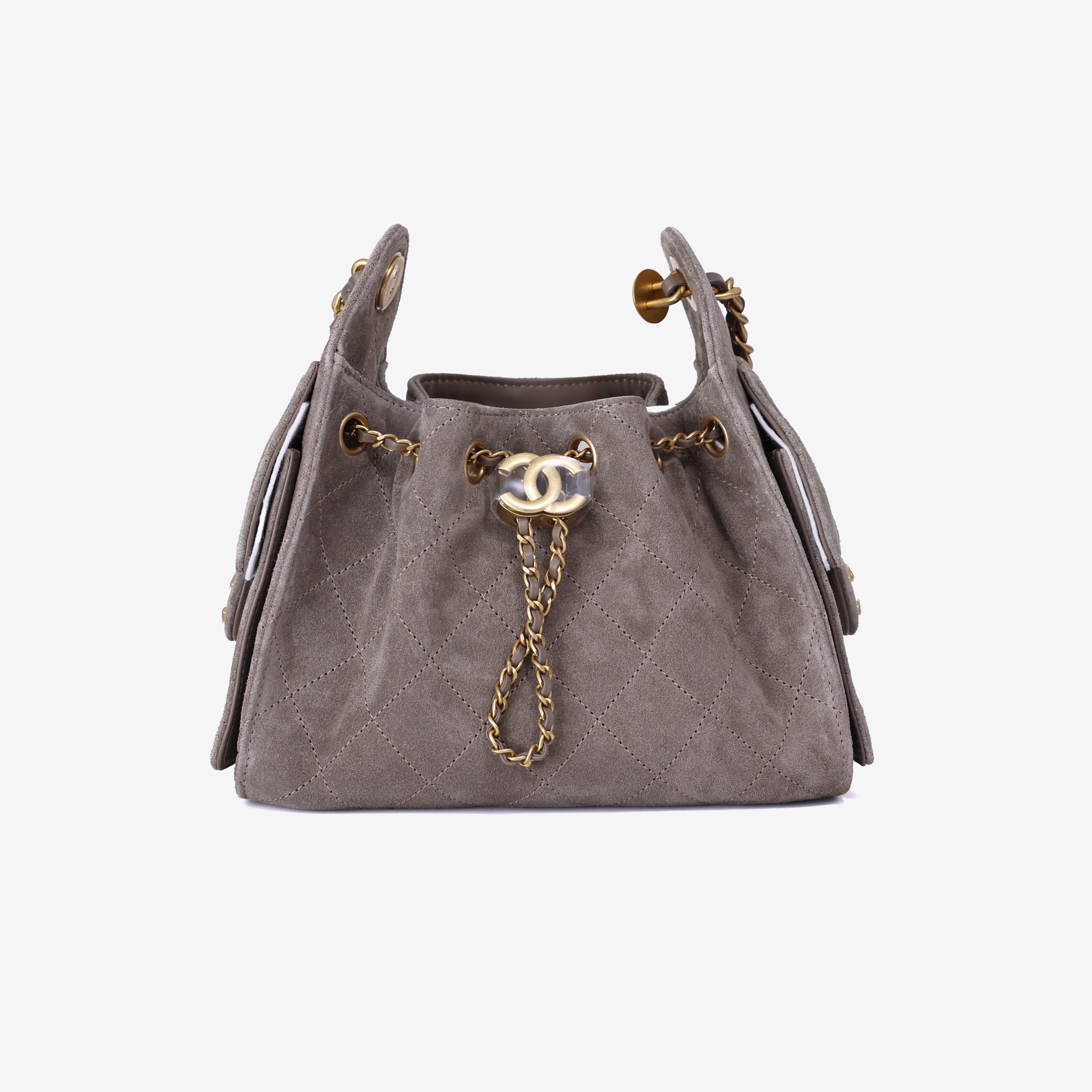 Chanel 25 Matthieu Blazy Small Handbag in Dark Grey Suede with Gold Hardware (Contact to Enquire)