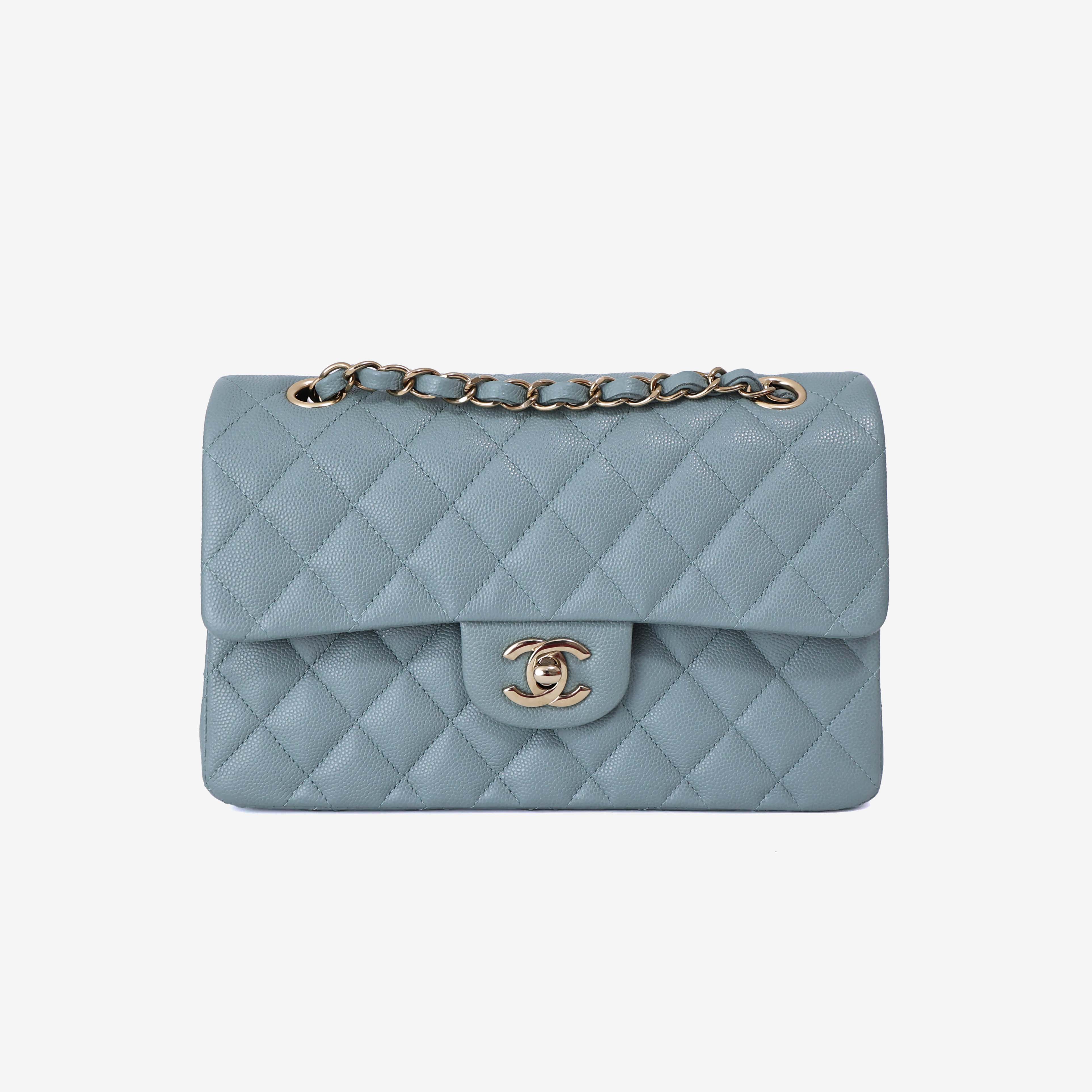 Chanel Classic Small Double Flap in Light Green Caviar Leather with Gold Hardware (Contact to Enquire)