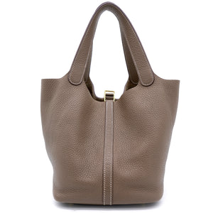 Clemance Leather Picotin Lock 22 Bag Etoupe