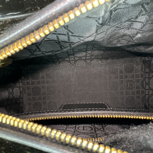 Black Cannage Patent Leather Medium Lady Dior Tote