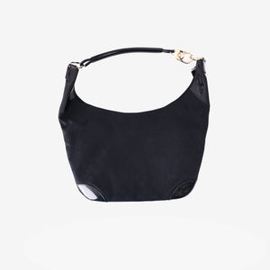 Gucci GG Canvas Hobo Bag in Black Canvas with Gold Hardware