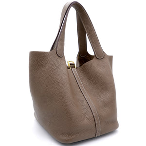 Clemance Leather Picotin Lock 22 Bag Etoupe