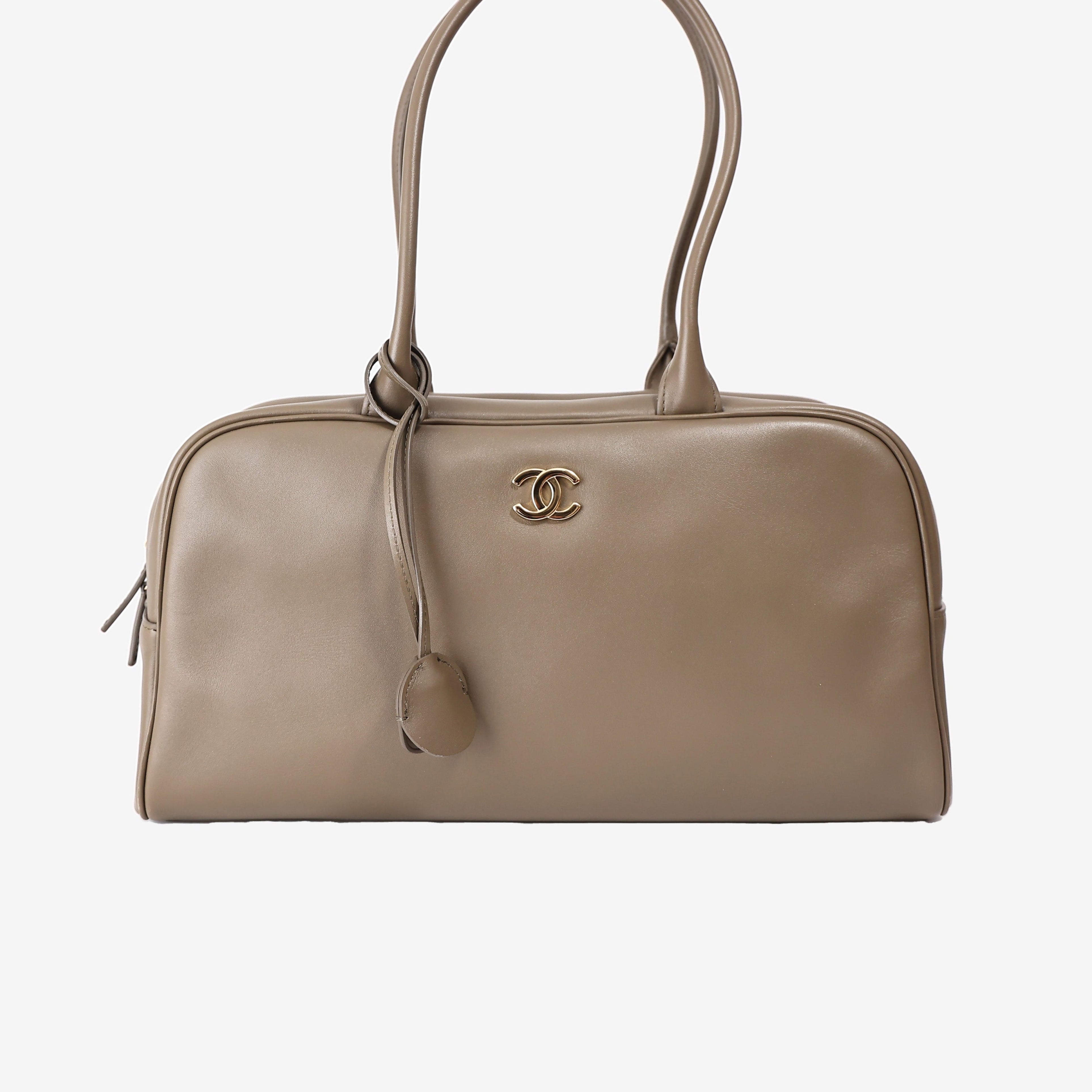 Chanel Large Bowling Bag in Dark Khaki Calfskin Leather with Gold Hardware (Contact to Enquire)