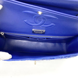 Blue Snack Leather Classic Double Flap Bag