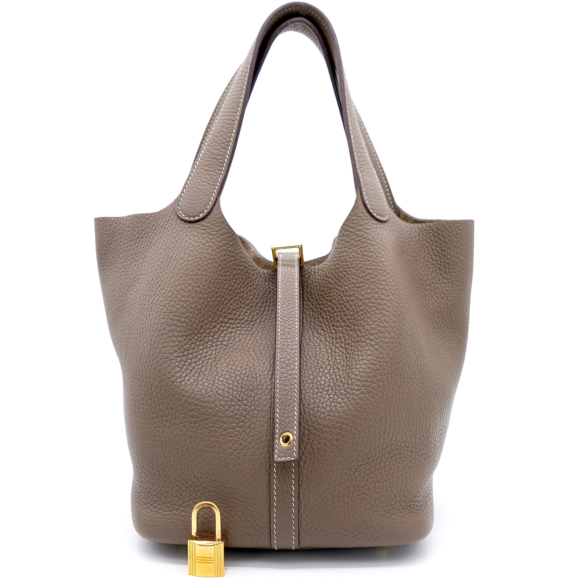 Clemance Leather Picotin Lock 22 Bag Etoupe