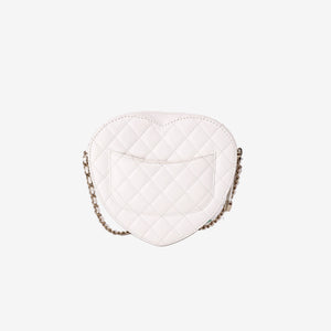 Chanel Heart Bag in White Lambskin with Gold Hardware