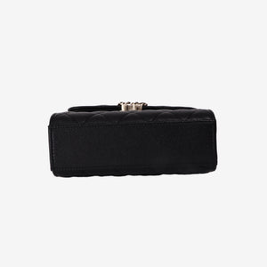 Chanel Double Chain Top Handle Flap in Black Caviar Leather with Gold Hardware