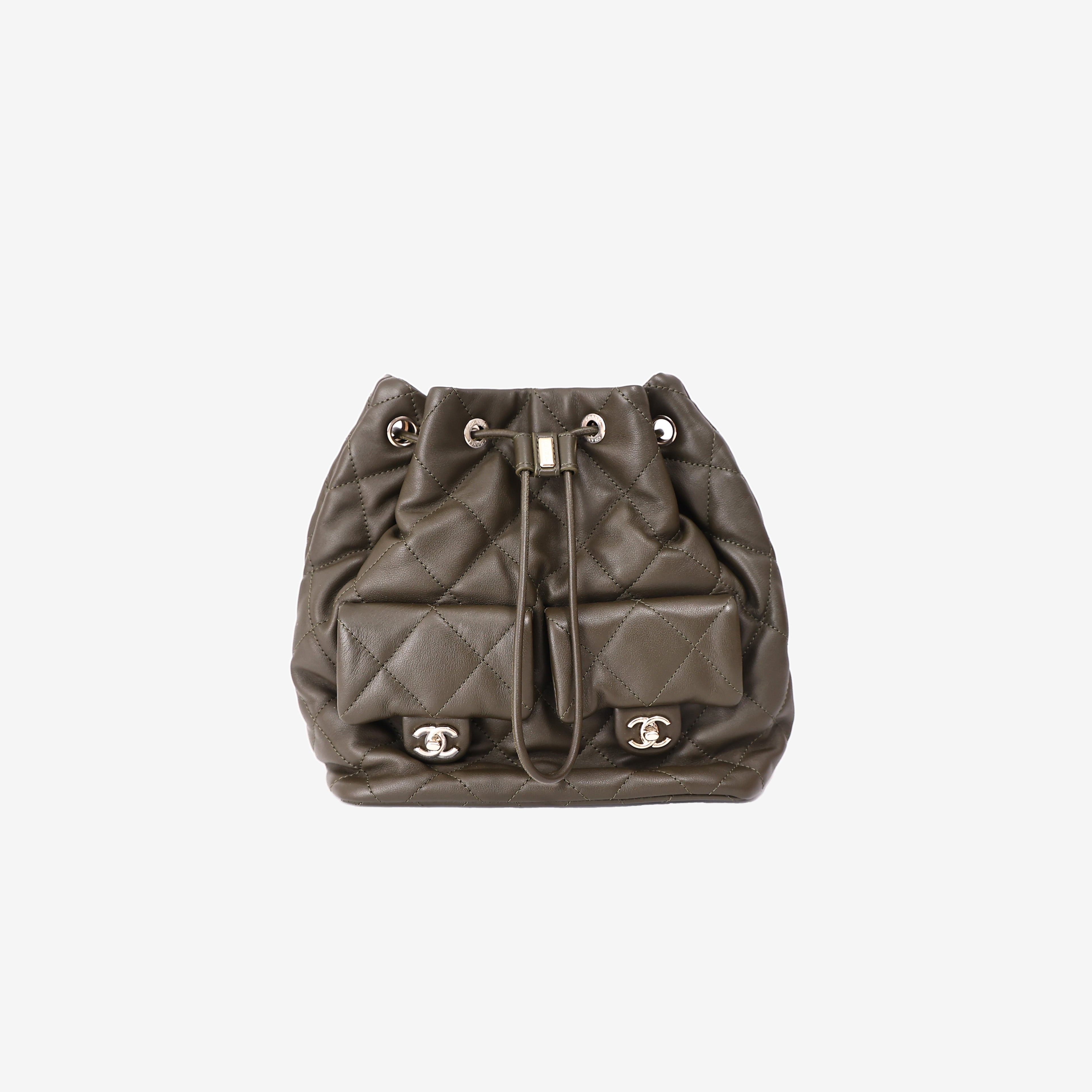Chanel Duma Drawstring Backpack in Khaki Lambskin Leather (Contact to Enquire)