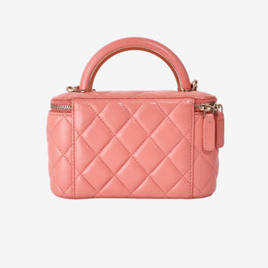 Chanel Quilted Top Handle Vanity Case in Pink Lambskin with Gold Hardware (Contact to Enquire)