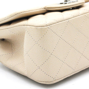 Beige Caviar Quilted Mini Square Flap Bag